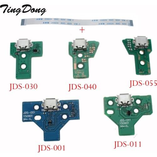 For Dualshock 4 PS4 Pro Slim Controller Charging Socket Port Circuit Board JDS 030 040 with 12 14 Pin Power Flex Cable