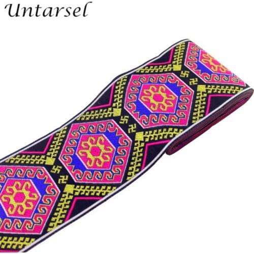 Untarsel fashion garment ribbon tape accessories 10cm width webbing strap curtain bags luxury ethnic trim DIY handmade applique