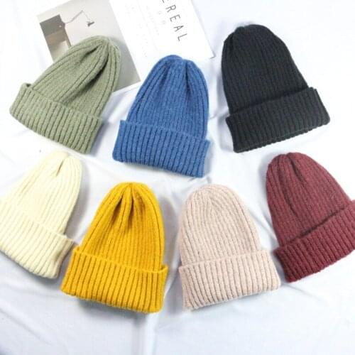 Men Women Knitted Hat Elasticity Beanie Student Couple Style Beanie Hat Thicken Warm Solid Knit Cap Autumn Winter Hats