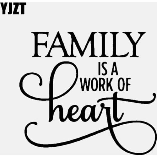 YJZT 13.1CM*11.8CM Personality Car Sticker Vinyl Decal Family IS A WORK OF Heart Black/Silver C3-2172