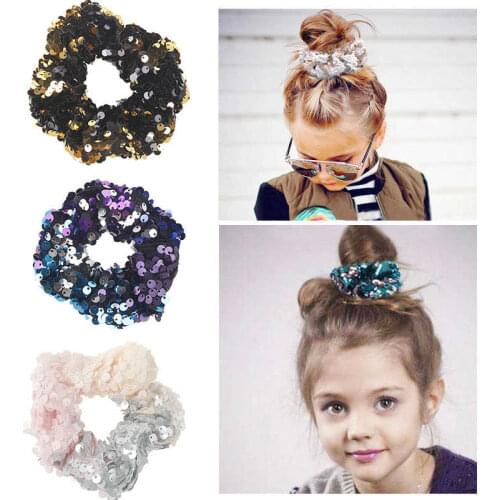 12x Scrunchie Ponytail Elastic Girls Holder Hair Band Sequins Mermaid Ties Women