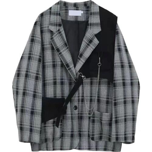 2021 Autumn Korean Vintage Plaid Blazers Women Casual Oversized Female Suit Jackets Streetwear Ladies Outwear Fashion Clothes