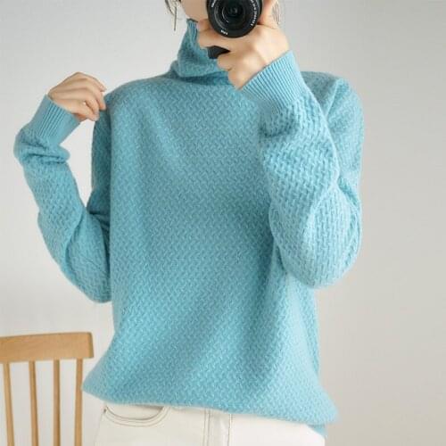 Winter high collar cashmere sweater female thickening 100% pure wool twist head large size short paragraph bottoming shirt loose