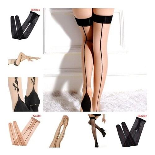 1 Pair Sexy Perspective Thigh High Pantyhose Stockings Lady Fashion Culbwear Long Stocking Women Striped Stockings