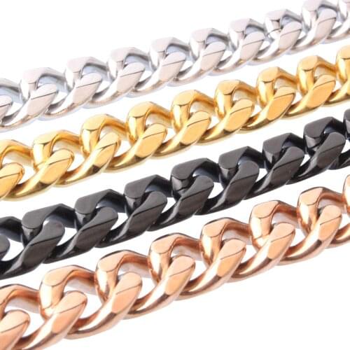 12/15mm Stainless Steel Miami Curb Cuban Chain Necklaces Jewelry Accessories For Men Women Holiday Friend Gifts Punk Wholesale