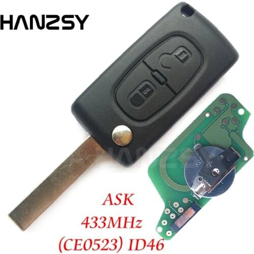 2 Buttons 433MHz Remote Key For PEUGEOT 307 308 407 207 807 ASK ID46 Chip Car Flip Folding Key VA2/HU83 blade CE0523