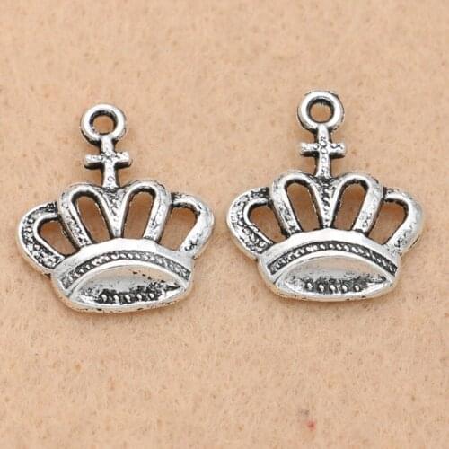 5pcs Tibetan Silver Plated Crown Charm Pendants for Jewelry Making Necklace Diy Jewelry Findings 19x17mm