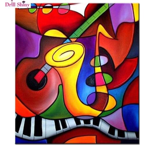 5D Diy Diamond Painting Cross Stitch Musical Instruments Mosaic Paintings Rhinestone Diamond pattern Embroidery home art Decor