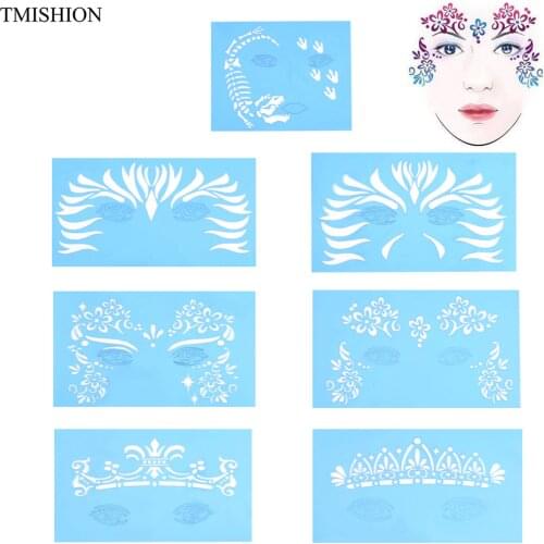 7Pcs/set Reusable Face Paint & Airbrush Glitter Tattoo Stencil Body Painting Makeup Template Drawing Tattoo Design Tool