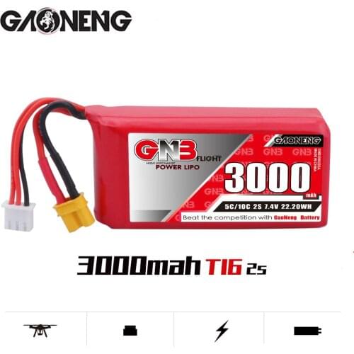 GNB Gaoneng Jumper T16 2S 3000mah 7.4V 5C with XT30 Plug Remote Control Transmitter Battery Large Capacity Lithium Battery