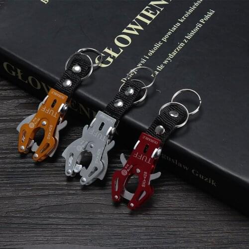 AOZBZ Car Tiger Buckle Keychain Outdoor Survival Hook Buckle Carabiner With Ring Quick Release Clip Hiking Key Bag Lock Tool