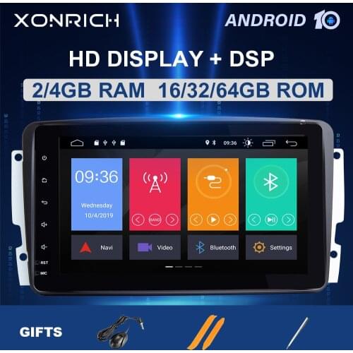 8 Core 2 Din Android 10.0 Car Multimeida Player For Mercedes Benz CLK W209 W463 W208 GPS Naviagtion Radio DSP Stereo 4GB 64GB