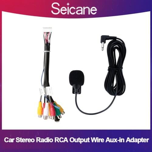 Seicane Car Stereo Radio RCA Output Wire Aux-in Adapter Support Microphone for Seicane GPS Multimedia Unit Player