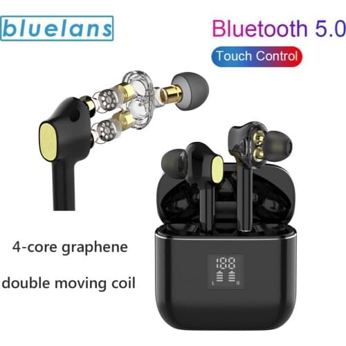 T07 Wireless TWS Plus Bluetooth 5.0 In-Ear Noise Reduction Earphones Sports Double Drivers Dual Moving Coil Earbuds With Mic