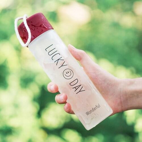 Water bottle sports cup outdoor climbing outing simple ins wind frosted transparent photo student couple easy to carry water cup