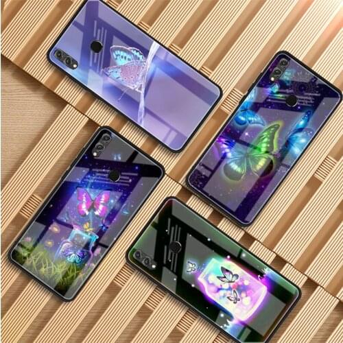 Butterfly Tempered Glass Phone Case For Huawei P20 P30 P40 P40 Lite Pro Psmart Mate 20 30 Cover Shell