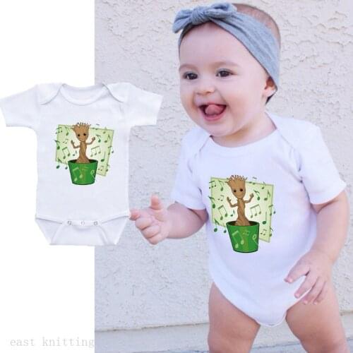 DERMSPE 2019 New Summer Newborn Baby Boys Girls Cotton Short Sleeve Letter Print Green Plant Romper Jumpsuit Baby Clothes White