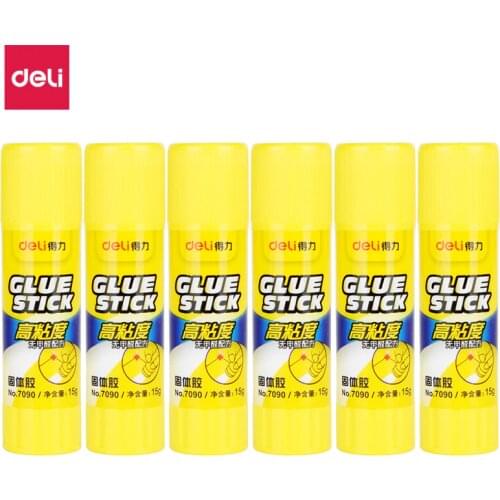 Deli 15g High Viscosity PVP Solid Glue Fast Drying Durable Glue Stick Formaldehyde-free Formula 6pcs/pack Sticks