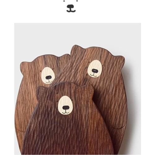 Bear Wood Board Bread Plate Chopping Block Cute Bear Shape Bread Tray Black Walnut Cutting Board Table Decorations Food Display