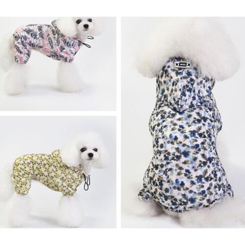 Pet Cat Dog Raincoat Hooded Sun-proof Clothing Summer Casual Print Waterproof Jacket Soft Breathable Pet Cat Small Dog Rainwear