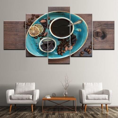Canvas Painting Coffee coffee bean chocolate 5 Pieces Wall Art Painting Modular Wallpapers Poster Print living room Home Decor