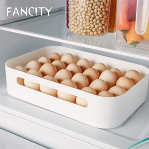 FANCITY Egg storage box refrigerator food sorting box household 24 compartments with egg storage rack tray plastic box