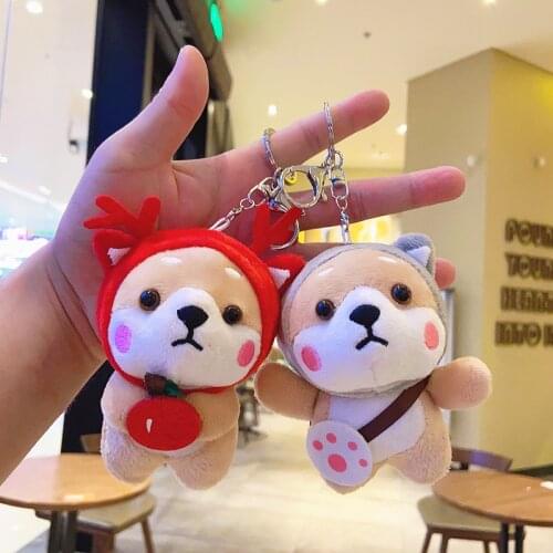 Creative Plush Shiba Lnu Pet Dog Series Keychain Cute Fashion Student School Bag Car Key Chain Pendant Couple Gift Jewelry
