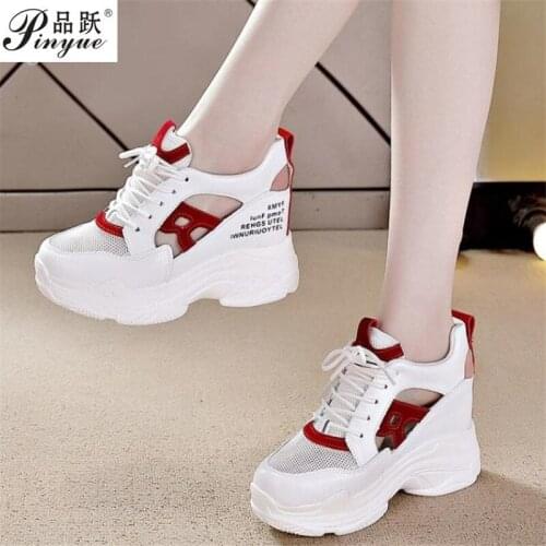 NEW Brand Summer Women Sneakers Mesh Casual Platform Trainers Shoes Woman Heels Wedges Breathable Woman Height Increasing Shoes