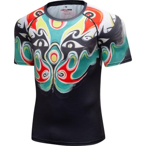 Summer Compression Design New shorts sleeve mens rashguard and anti-uv shirt Quick Dry Fabric Polyester and Spandex