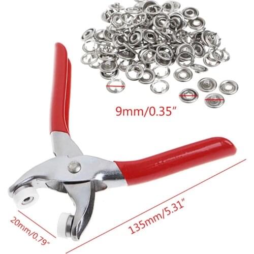 Metal Prong Ring Snap Fasteners Press Studs Plier 9.5mm Q84D