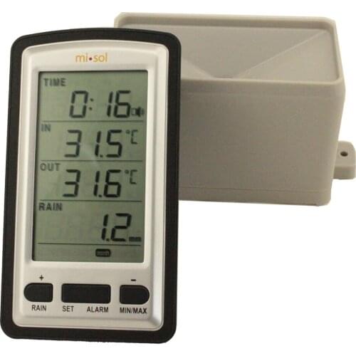 MISOL Wireless indoor and outdoor thermometer rain gauge alarm clock English original instruction