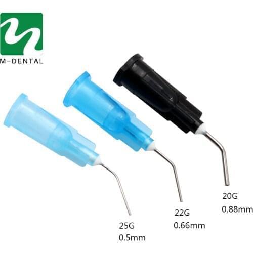 200pcs Dental Bent Needle Tip Dental Composite Resin Rinse Elbow 20G/22G/25G For Selection Dental Lab Equipment Free Shipping