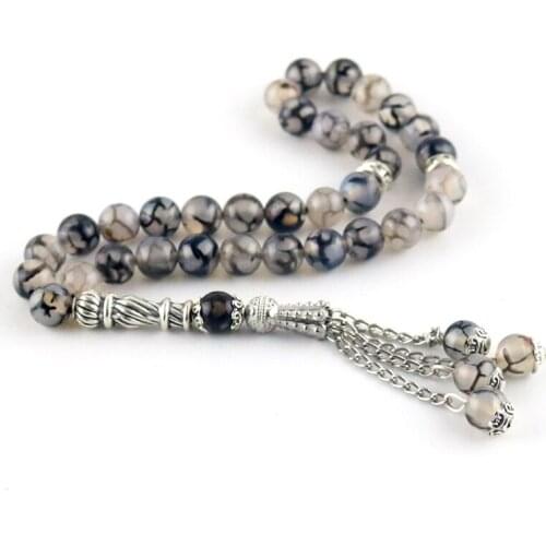 New agate natural stone 8mm33 beads Islamic Muslim worship Tasbih Allah woman bracelet mens bracelet gift tesbin