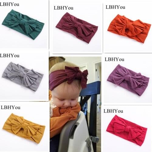Knot Bow Nylon Headbands,One Size Fit All Wide Nylon Turban Head Wraps,Soft Elastic Nylon Headwraps Baby Girls Hair Accessories