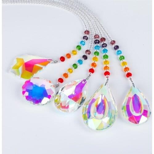 Colorful Crystal Pendant Necklace Charm Fashion Jewelry Accessory Hanging Window Home Garden Wind Chimes