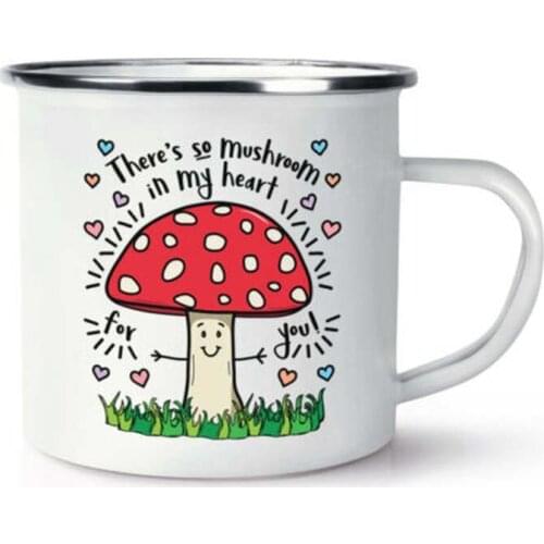 Stainless Steel Camping Coffee Mug Theres So Mushroom In My Heart For You Retro Enamel Mug Cup - Valentines Day