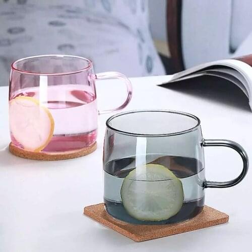 Transparent Glass Cup Colorful Heat-resistant Coffee Mug Home Cafe Milk Juice Cup Office Drinking Glasses Single-layer Cup 480ML