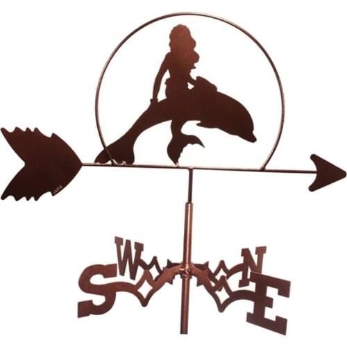 Stainless Metal Mermaid Weathervane Roof Mount Weather Vane Farm Stake