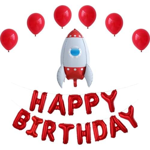 Happy Birthday Balloons Outer Space Theme Party Rocket Foil Balloon Baby Shower Girls and Boys Gifts Party Supplies
