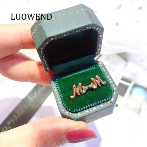 ANI 18K Solid Rose Gold (AU750) Women Engagement Stud Earrings Certified M Letter Shape Earring Trendy Birthday Gift