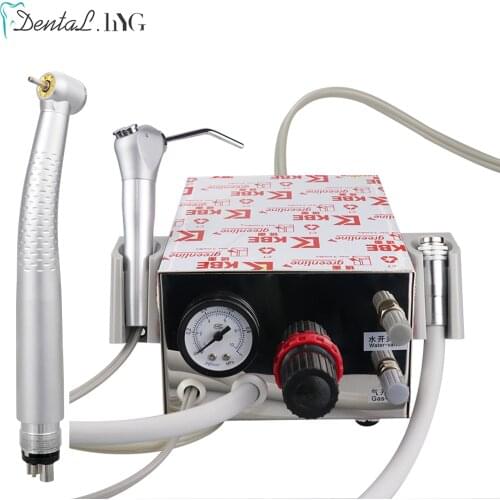 1 Set Dental Portable Turbine Unit Work with Air Compressor 3 Way Syringe 2/4 Holes Teeth Whitening Equipment with Handpiece