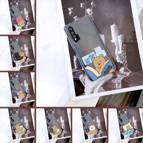 Silicone Transparent Cute Bear Cartoon Soft Back Cover For Huawei Nova 5t 5i 5 Pro 5z Phone Case For Huawei Nova 7 6 Se Pro 5G