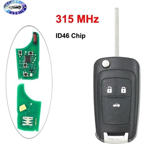 3 Buttons Flip Folding Keyless Entry Remote Key Fob 315MHZ with ID46 Chip HU100 For Chevrolet Cruze Aveo Orlandor