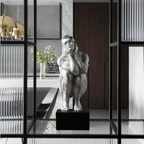Modern Statues Creative Squatting Thinking Man Statue Art Living Rooms Antique Home Furnishings Decorations In Northern Europe