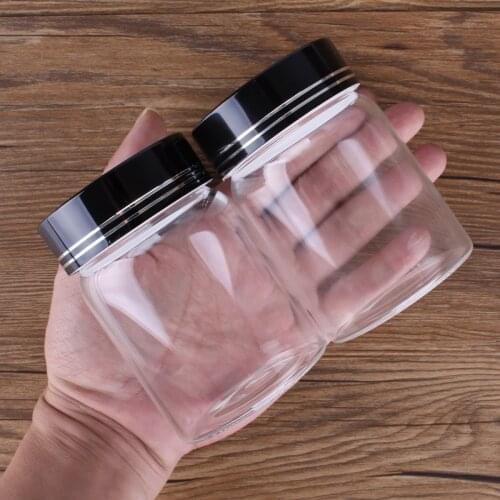 6 Pieces 190ml Glass Bottles with Black Lids 65*95mm Spice Jars Glass Jar Candy Jar Storage Jars Storage Bottle for Craft DIY