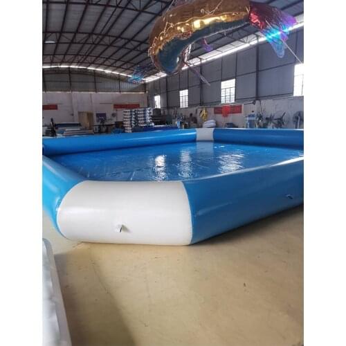 Light Blue and white squared 0.9mm PVC tarpaulin inflatable pool for water games