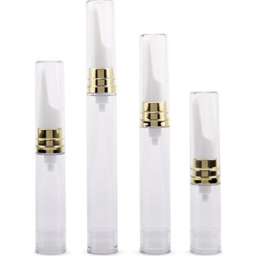 Eye Cream Airless Pump Bottle 5ML10ML 12ML 15ML Clear Gold Empty Plastic Cosmetic Serum Sample Refillable Packing Vacuum Bottles