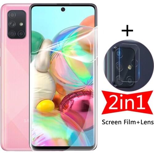 2 in 1 Screen Hydrogel Film on for Samsung Galaxy A51 A71 A50 A30 A51 A31 A21s A 71 4G 5G Camera Protector Not Protective Glass