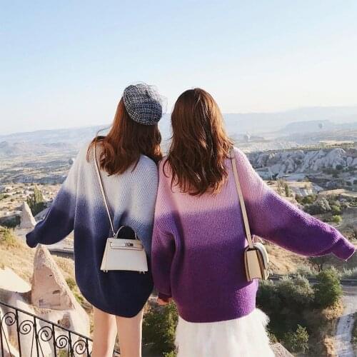 JuneLove Women Sweaters Autumn Winter Pullover Basic Section Long Sleeve Color Stitching Loose Knitted Sweater Casual Tops