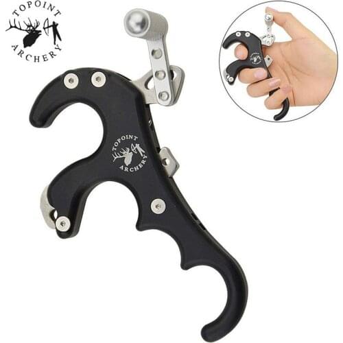 1Pc Compound Bow Release Aid Trigger 4 Finger Left/Right Hand Release Aid Grip Caliper For Outdoor Shooting Archery Accessories